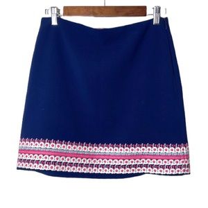 Vineyard Vines Nautical Navy Crepe Embroidered Hem Skirt Size 0